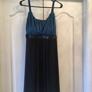 Turquoise black dress with sequin band
