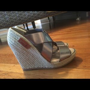 Coach 9.5 pewter wedges