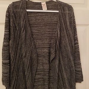 Faded Glory Black and Gray Cardigan, Medium