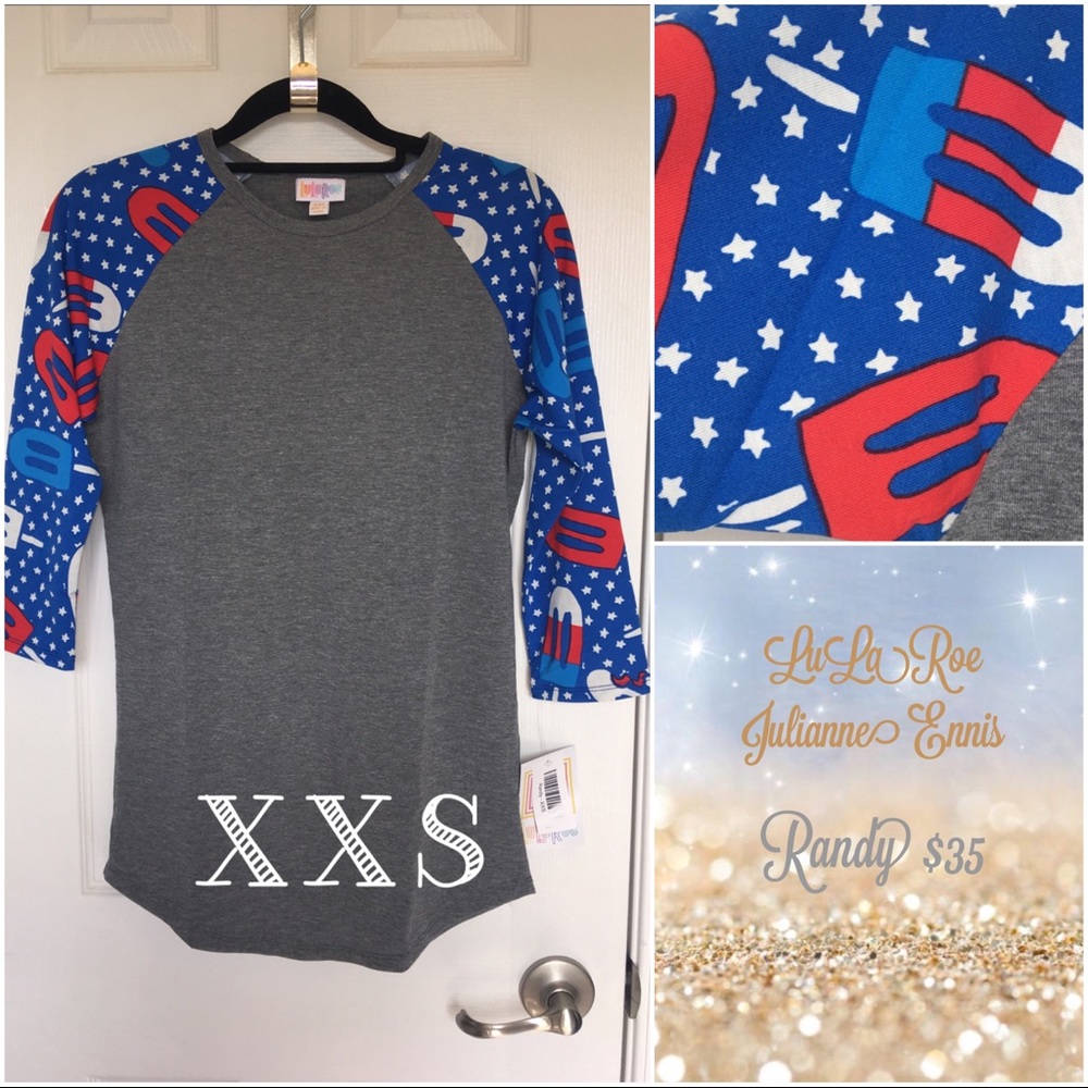 BNWT LULAROE RANDY BASEBALL TEE 3/4 SLEEVE XXS