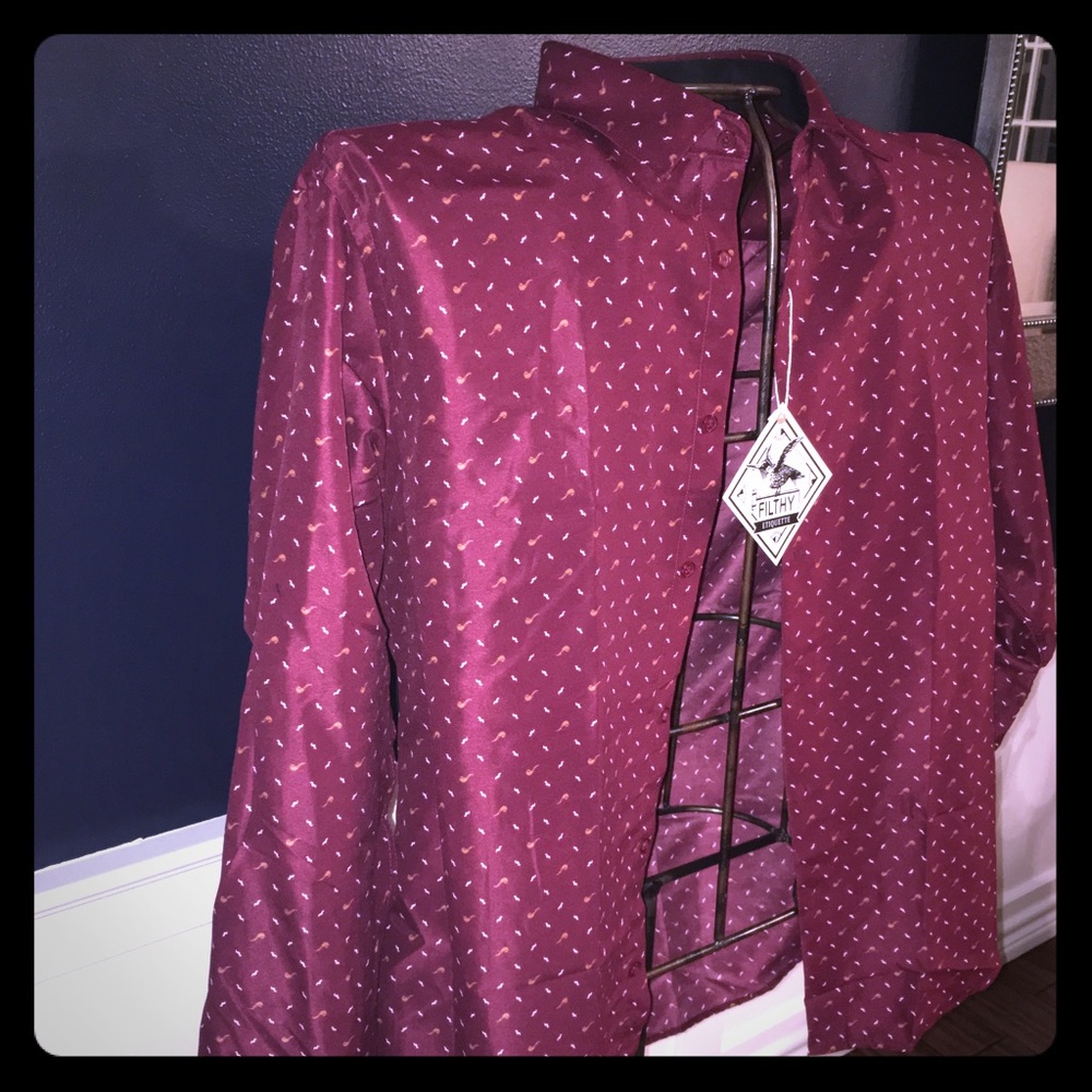 New w Tags -Filthy Etiquette button down