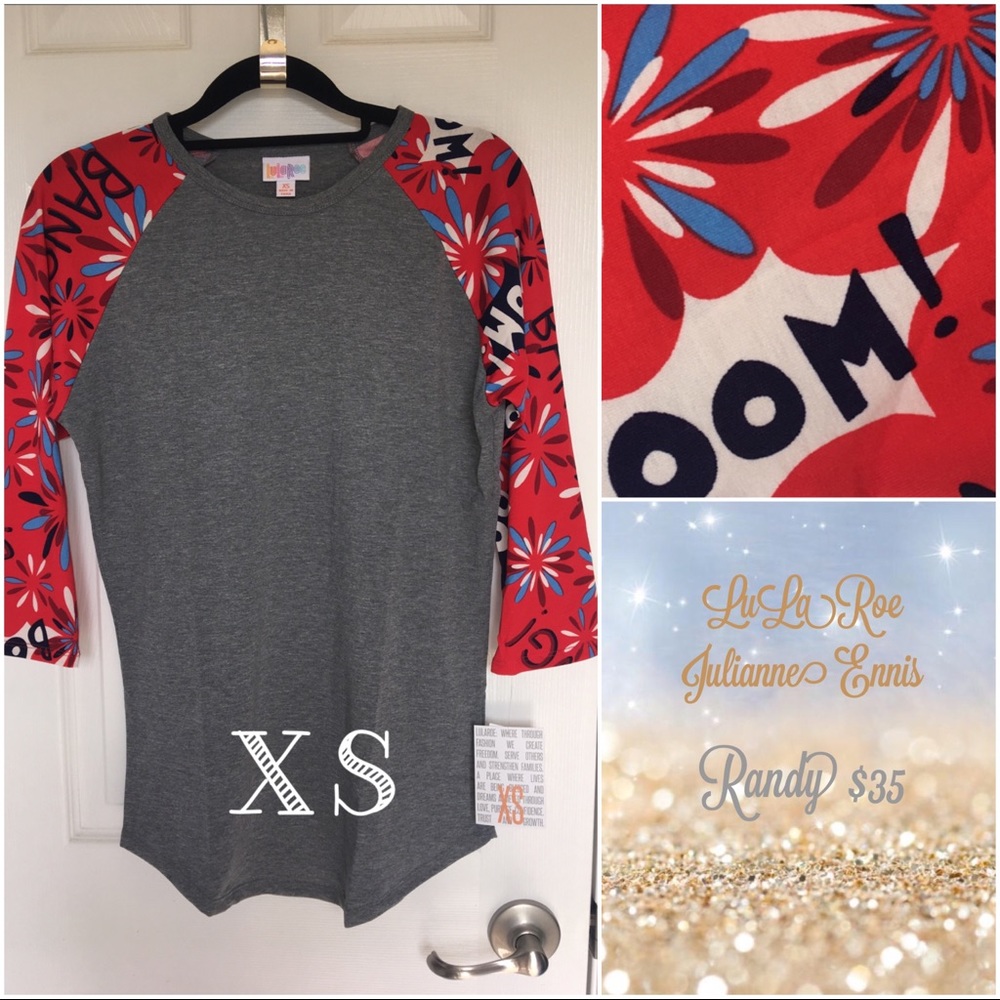 BNWT LULAROE RANDY BASEBALL TEE 3/4 SLEEVE XS