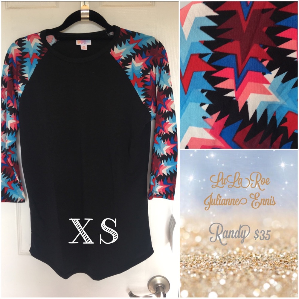 BNWT LULAROE RANDY BASEBALL TEE 3/4 SLEEVE XS