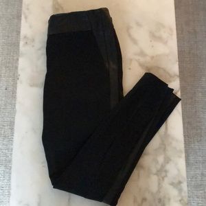 Ankle pants with leather detail