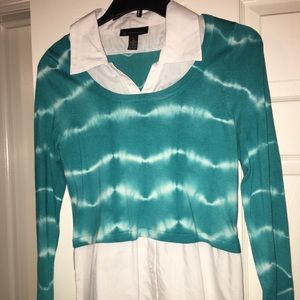 NWT INC Tribal Sunrise Sweater Shirt in Teal Glow