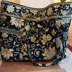 Large Vera Bradley Tote in Black & Yellow