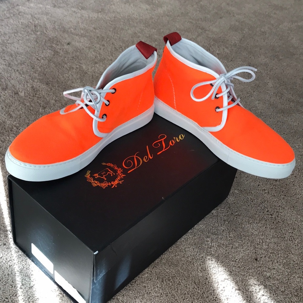 Orange felt Del Toro Chukka shoes