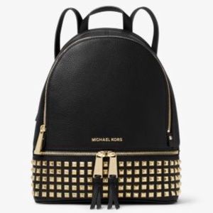 Michael Kors Black Studded Leather Backpack