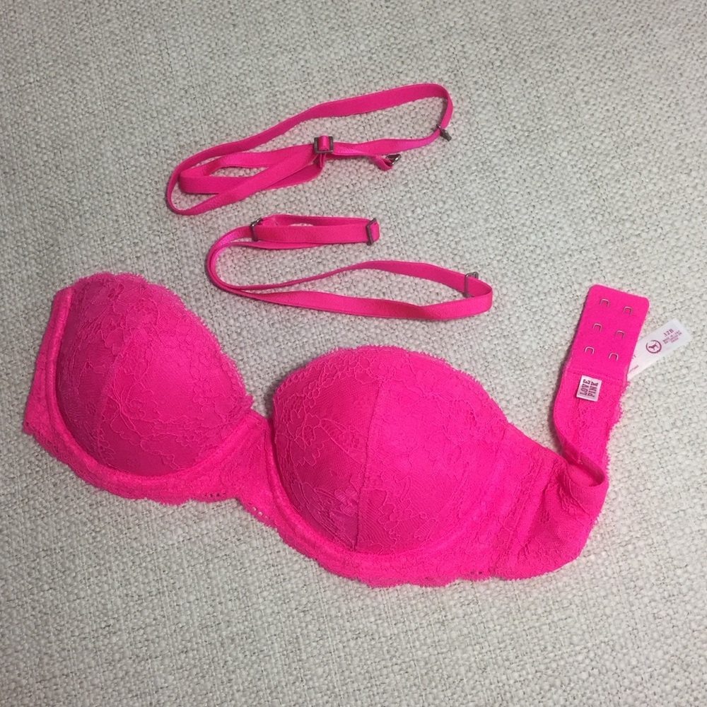 PINK Lace Convertible Bra - 32B Fuchsia