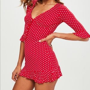 Misguided short polka dot red dress