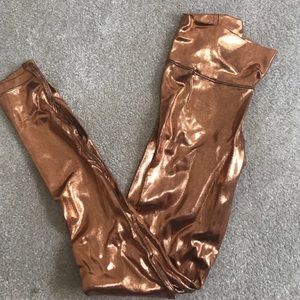 High waisted Metallic Copper Leggings