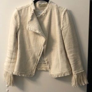 Club Monaco ivory white blazer jacket with frills