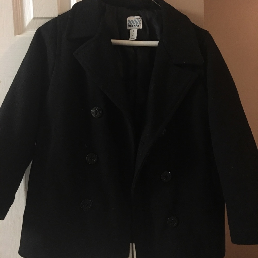 Boys wool peacoat, Black.