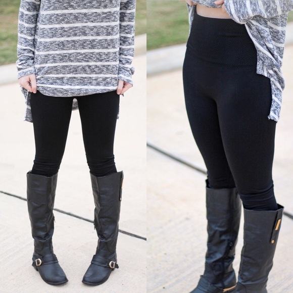 High waist fleece lined leggings. Black or red - Picture 2 of 4