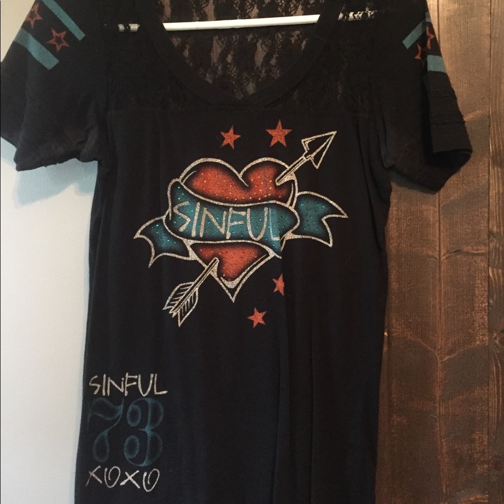 Sinful tee shirt with bling