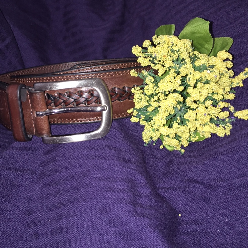 Brown Leather Braided Style Belt