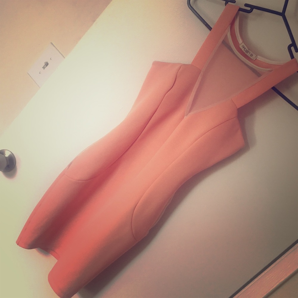 Pink Cut Out Mesh Dress