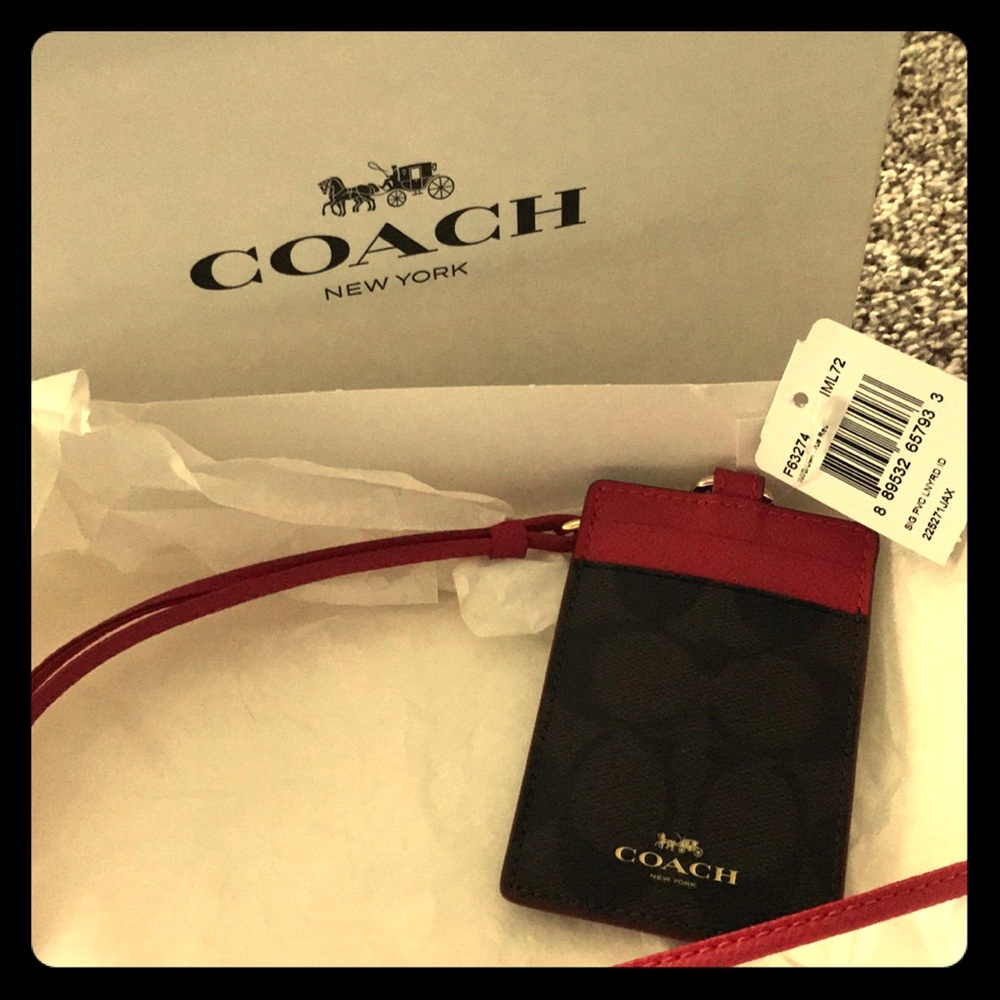 Leather Coach lanyard