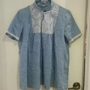 ☃️❄️ GUC Lace Blue and white Vintage Top