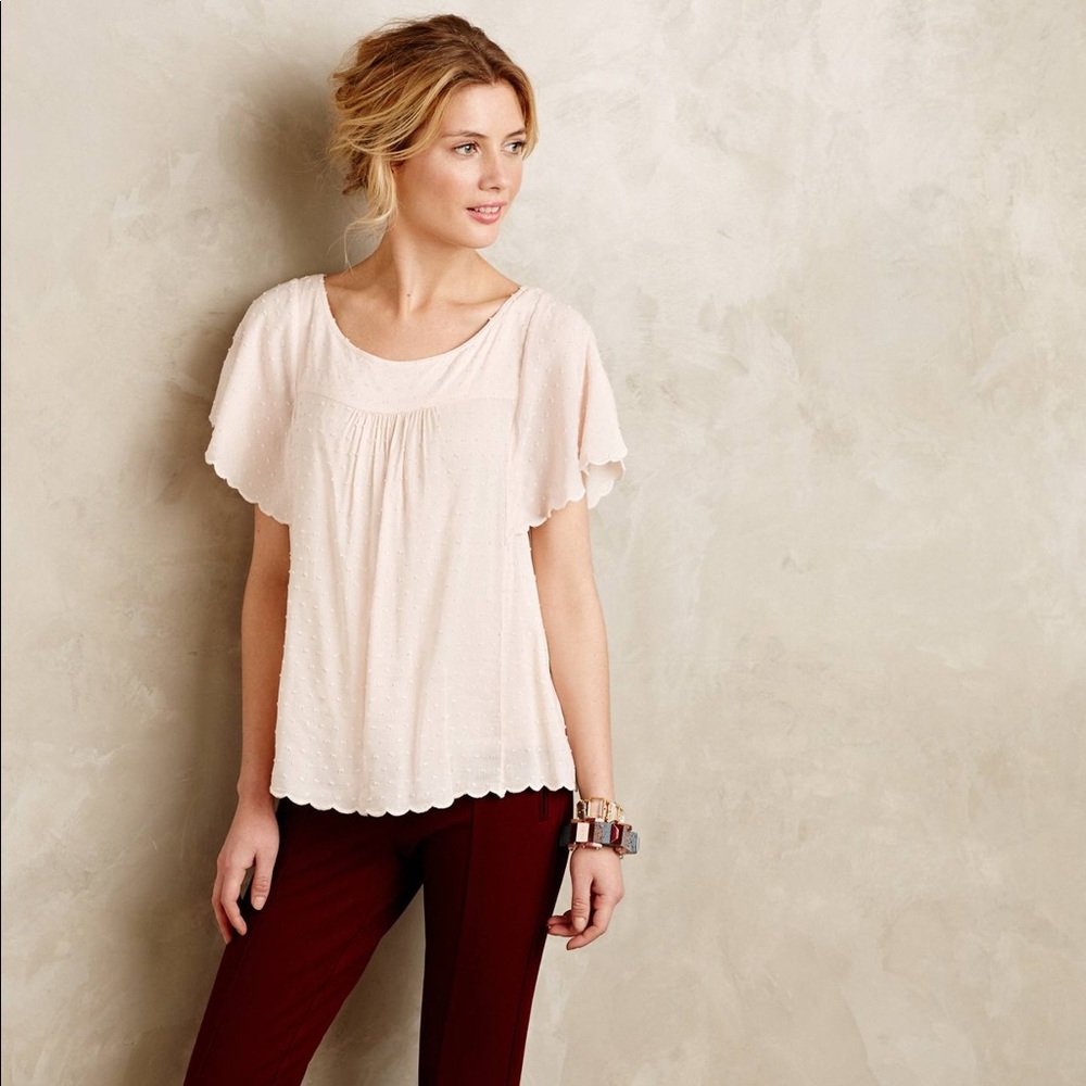 Anthropologie Maeve flutter sleeve top