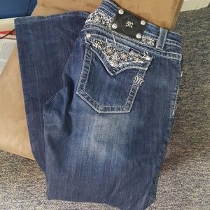 Distressed dark wash missme 34 signature rise boot