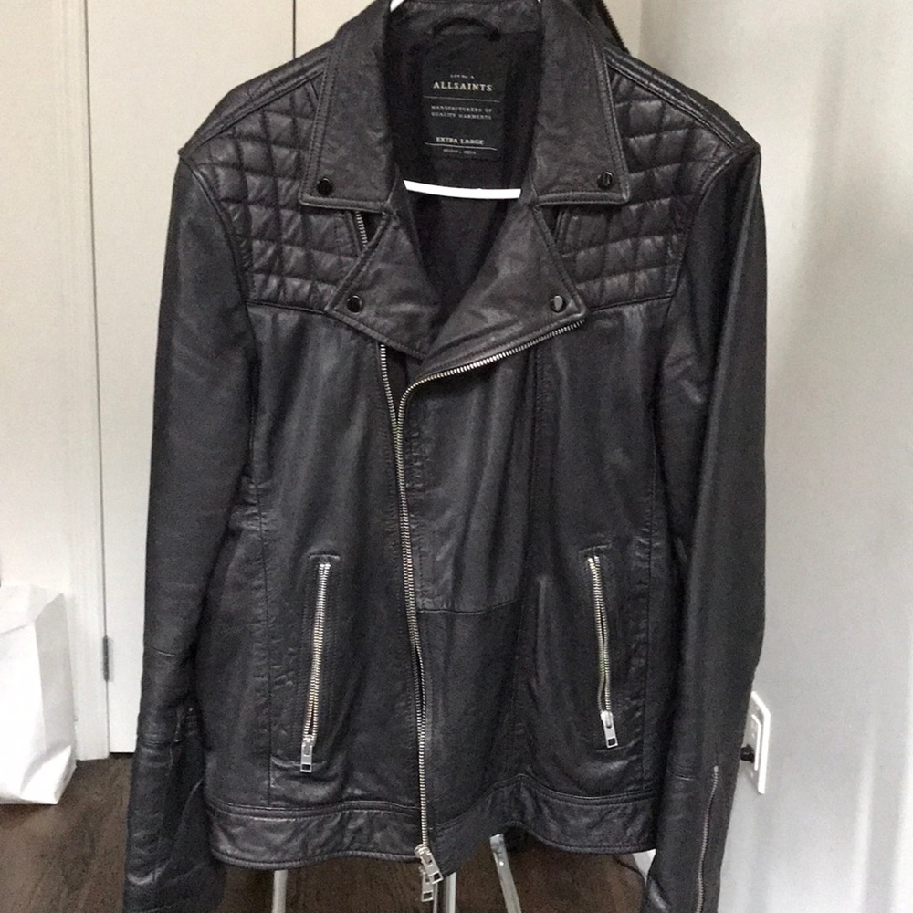 ALLSAINTS Men’s Black Kushiro Leather Jacket