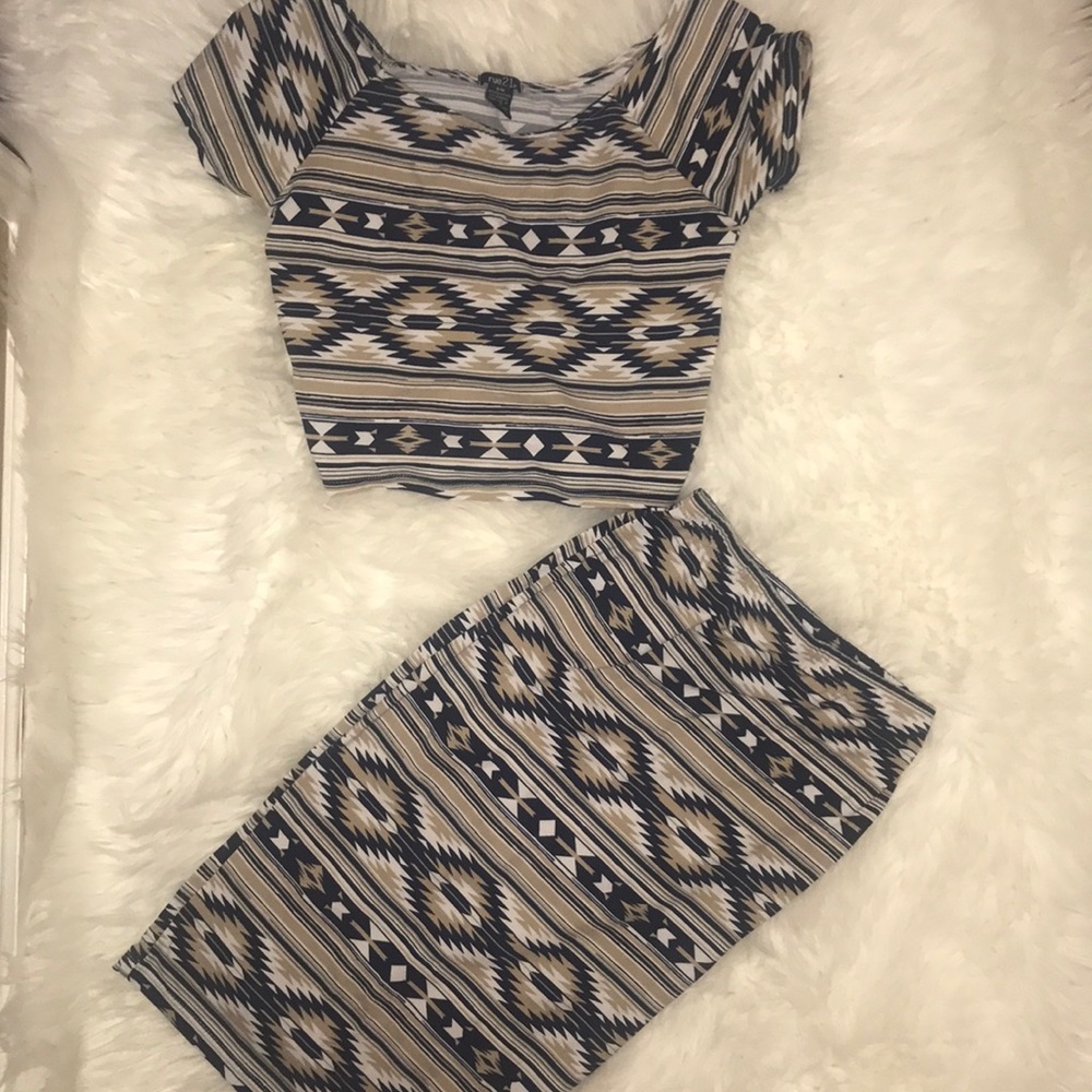Aztec bodycon 2 piece set