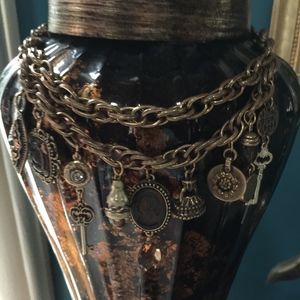 Chico's Brass tone Multi Charm Necklace