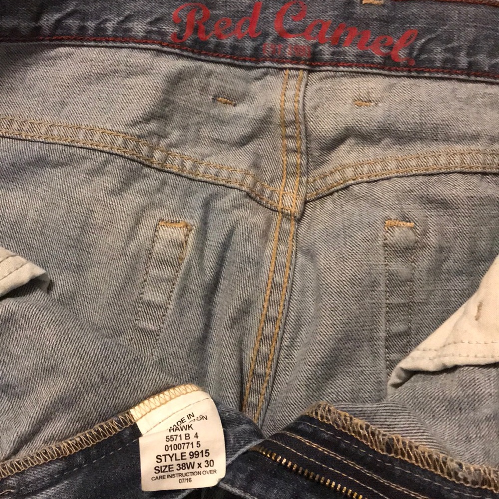 Mens red camel 38X30 jeans