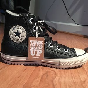Black Leather Hightop Converse