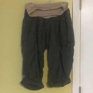 Cropped Cargo Army Green Maternity Pants