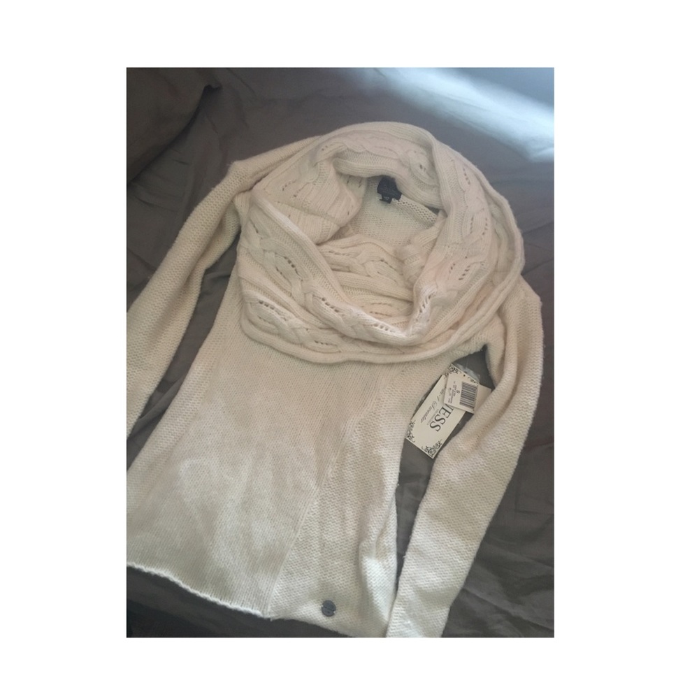 chunky cable cowl neck sweater by guess