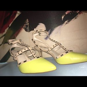 Studded low heel styled like Valentino