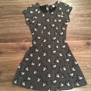H&M Fit and Flare bird print dress!