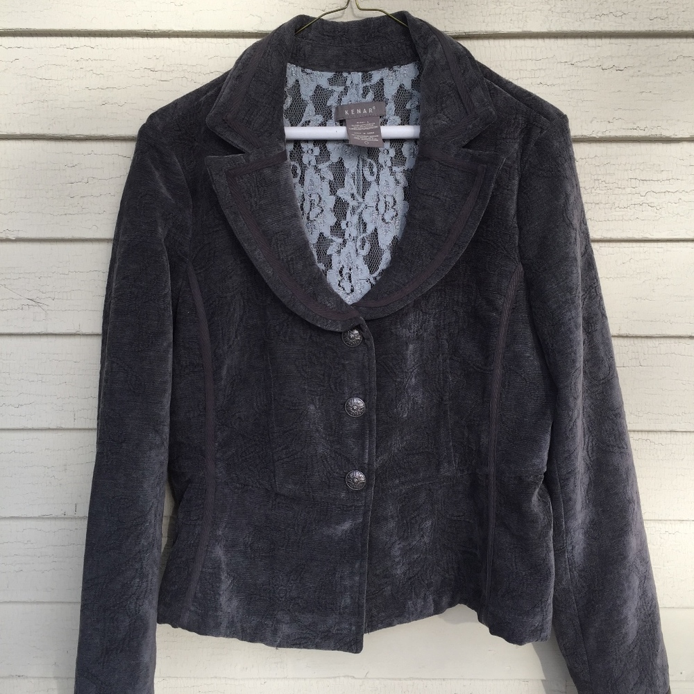 Kenar gray textured peplum gray jacket/CUTE