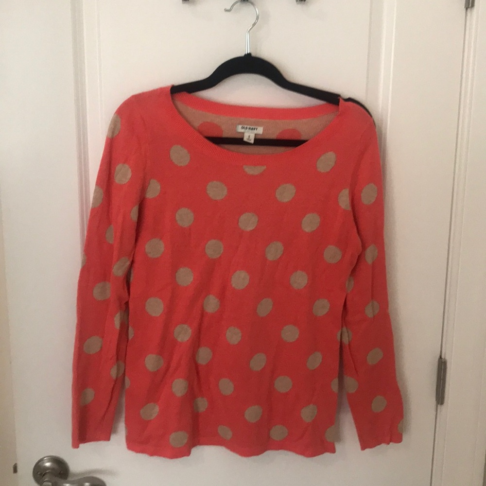OldNavy pink/tan polka dot sweater