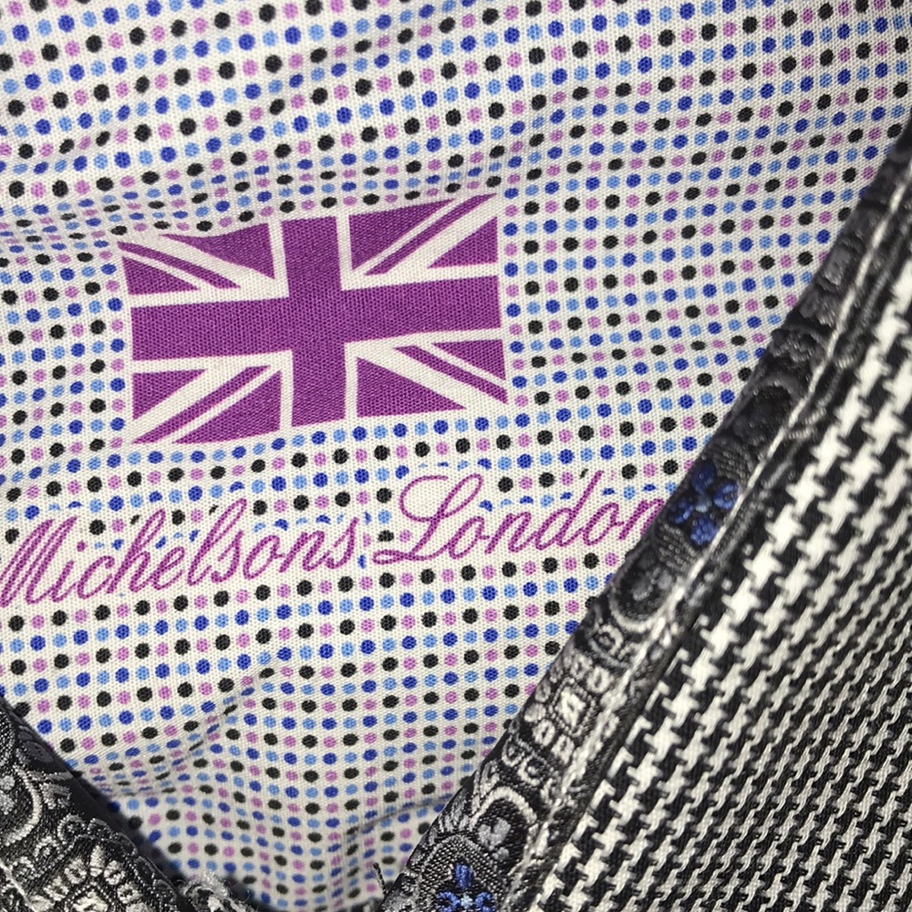 Black and white herringbone dress shirt