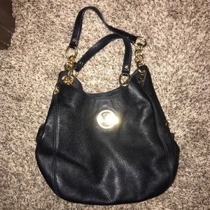 Black leather hobo bag