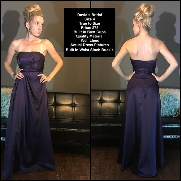 David's Bridal Dresses & Skirts - Strapless Purple Floor Length David's Bridal Dress