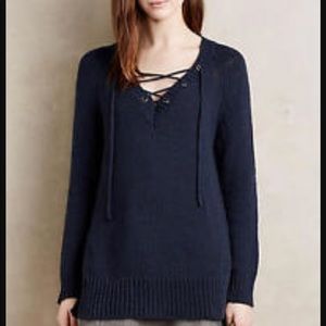Anthropologie asbury lace up sweater.