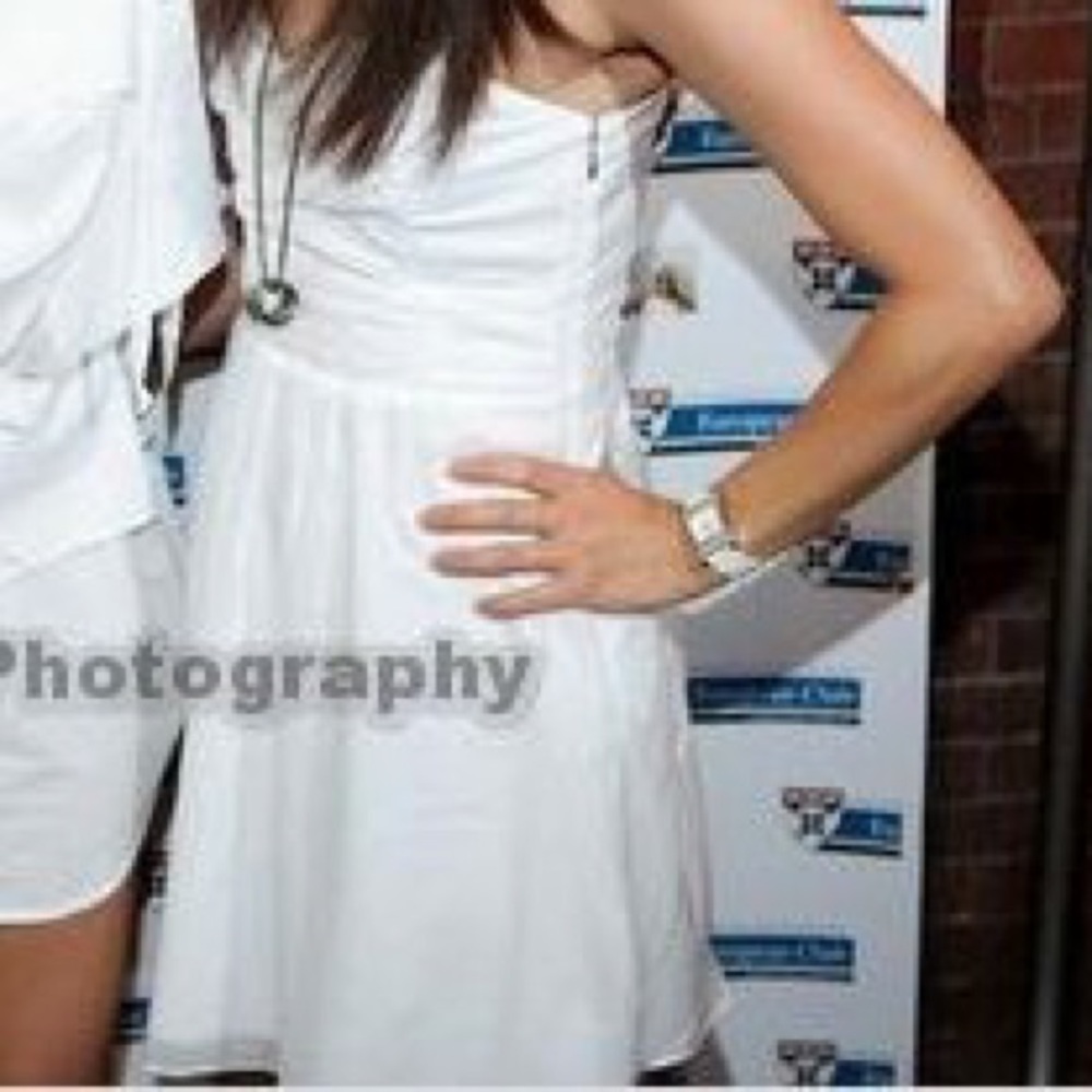 White Summer Strapless Lightweight Ruffle Dress