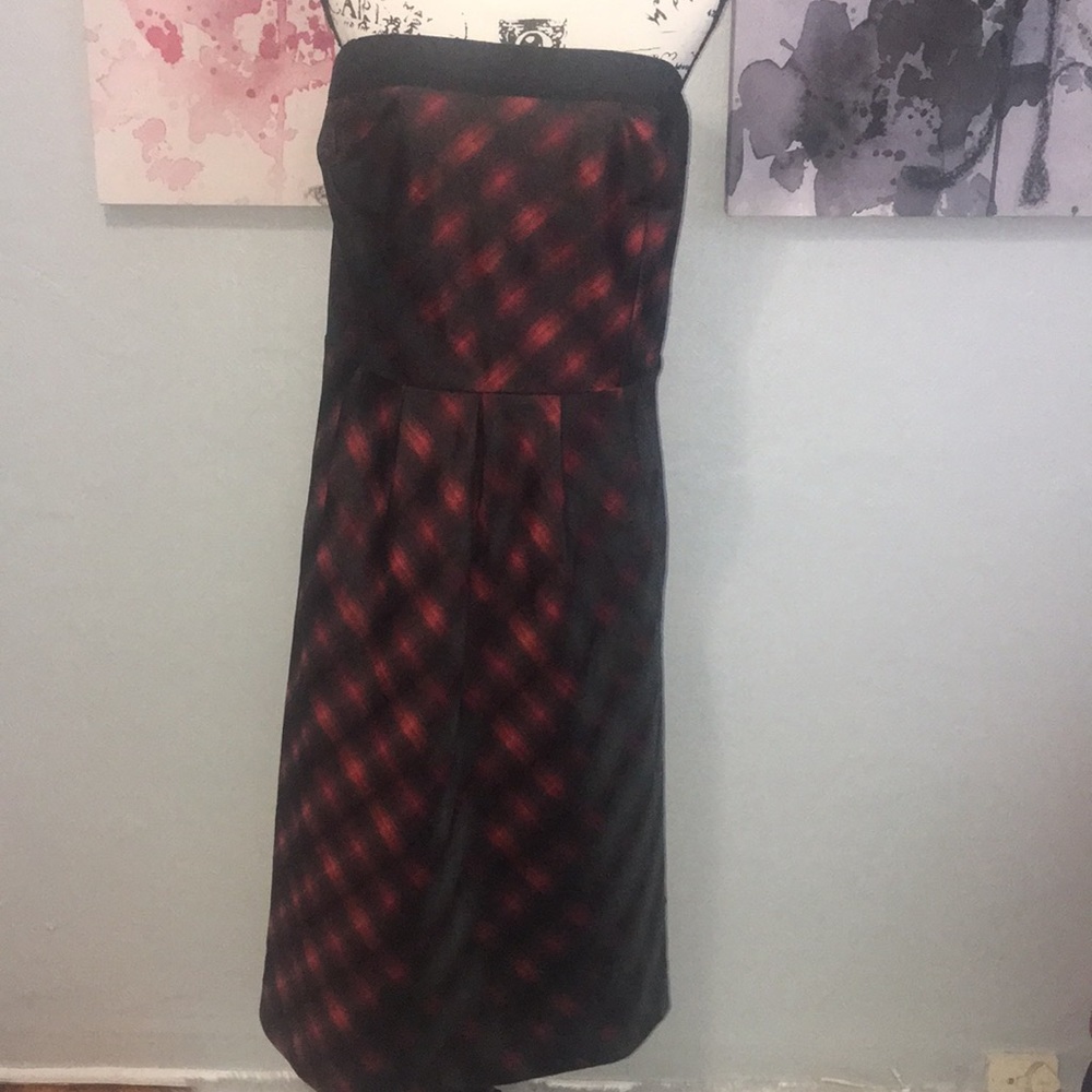 Plaid strapless dress
