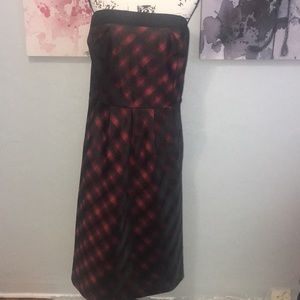 Plaid strapless dress