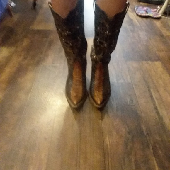 Bottes Cowgirl Corral Thunderbird - Cuir Détressé - Taille 8.5 M - Occasion