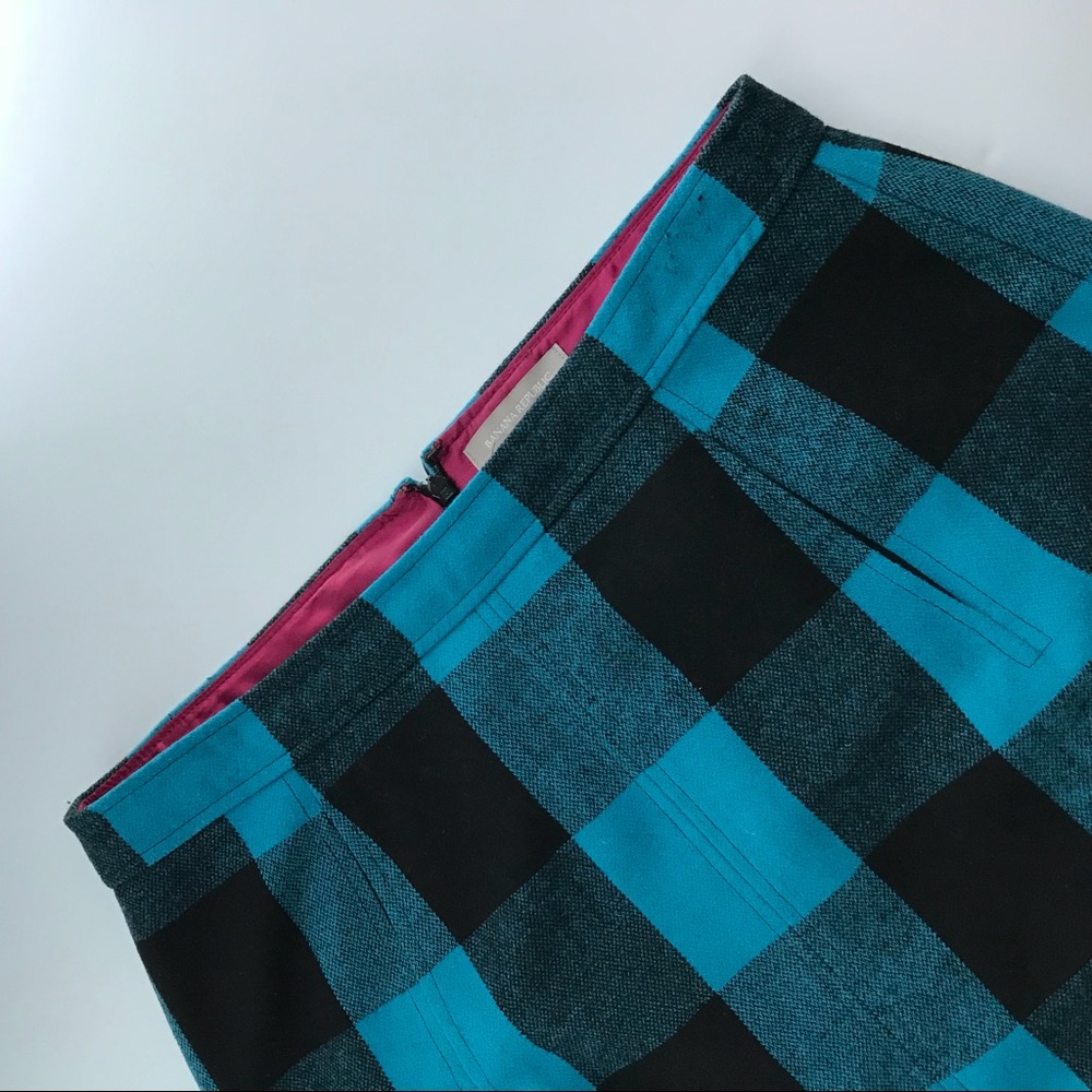 Banana republic wool buffalo plaid skirt sz 12 euc