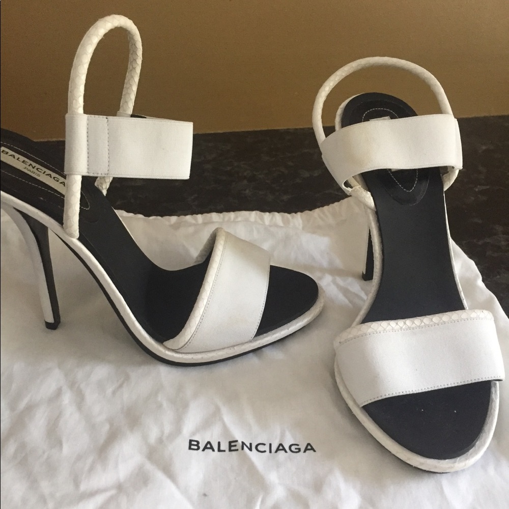 Balenciaga White Snakeskin Heel