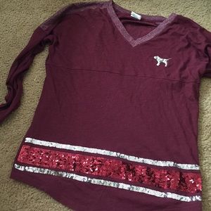 Pink jersey styled long sleeved tee