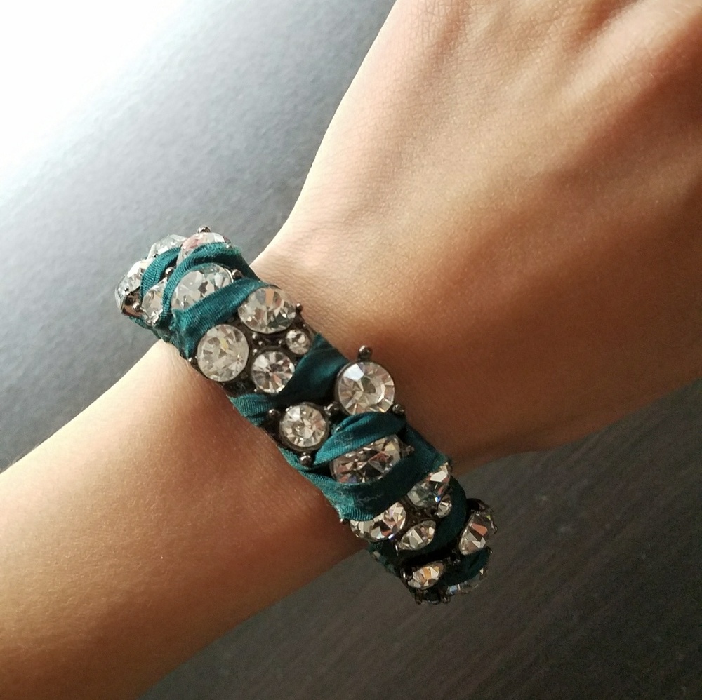 J. Crew turquoise bangle with diamond accents