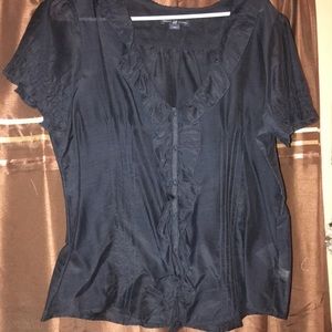Gap navy blue blouse with ruffle details