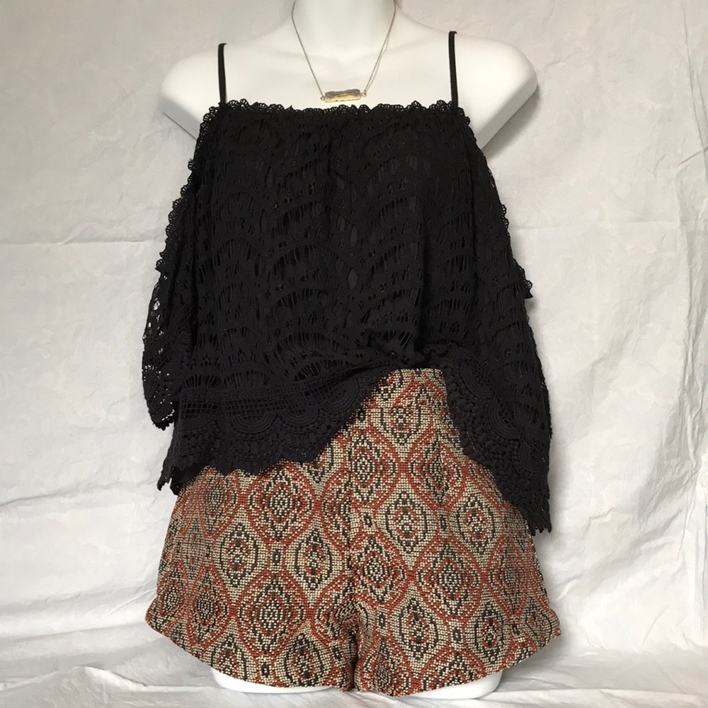 Lace cold shoulder top